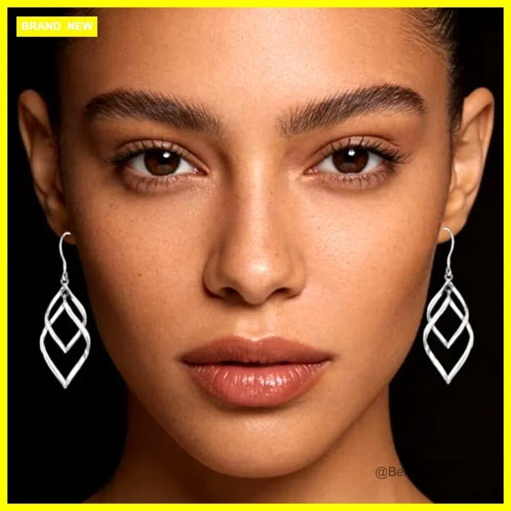 Sterling Silver 14k Gold Plated Double Linear Drop Dangle Earrings
